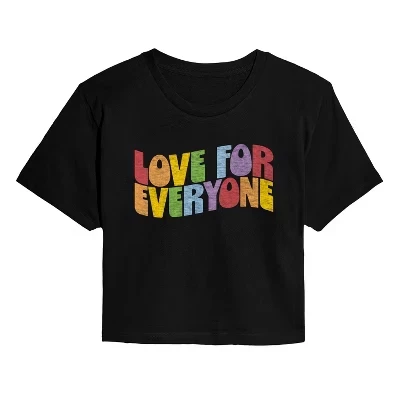 Женская укороченная футболка с рисунком Love For Everyone, черная