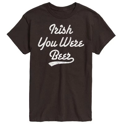 Мужская футболка с коротким рукавом Irish You Were Beer с графическим рисунком темно-коричневого цвета