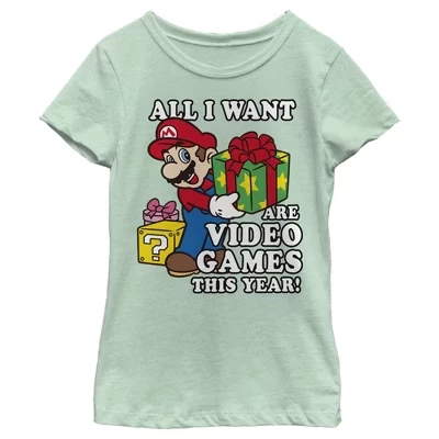 Футболка для девочек Nintendo Mario Video Games, мятная