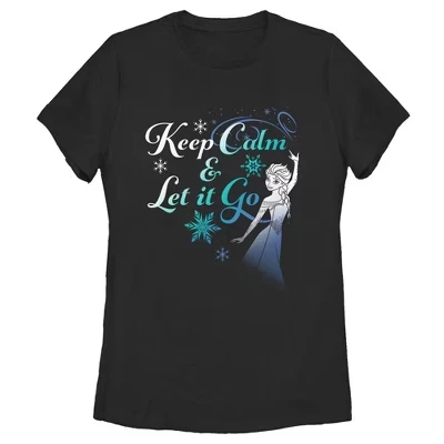 Женская футболка Frozen Elsa Keep Calm, черная