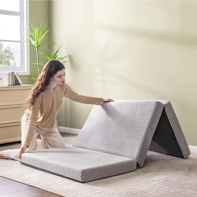 Наматрасник Tri Folding Memory Foam размером 3/4 дюйма с дышащим и моющимся чехлом, портативный и складной матрас для пола 3 дюйма