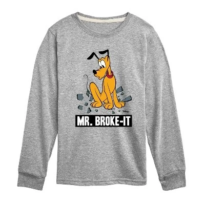 Лонгслив для мальчиков Disney Mr Broke It Pluto, серый меланж