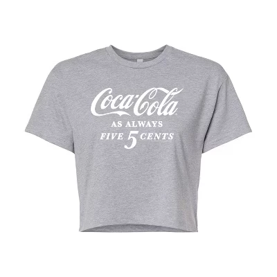 Женская укороченная футболка Coca-Cola «Пять центов», серая