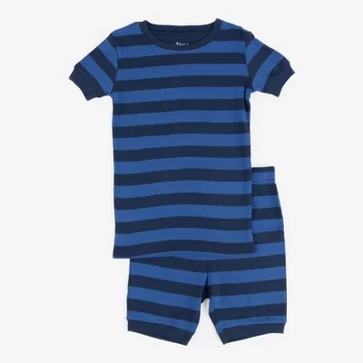 Короткая полосатая пижама из двух частей хлопка Leveret Kids
