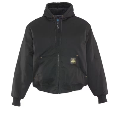 Рабочая куртка RefrigiWear ComfortGuard - Утепленная джинсовая рабочая куртка с капюшоном для холодной погоды черного цвета