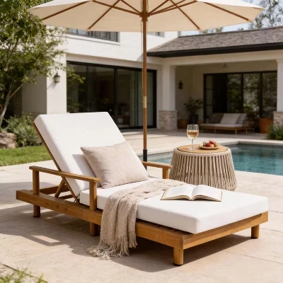Шезлонг Christopher Knight Home Carl Patio, тик/кремовый