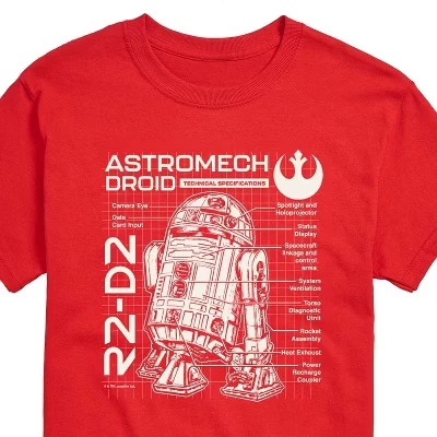 Men's -  - R2D2 Blueprint Short Sleeve Graphic T-Shirt red