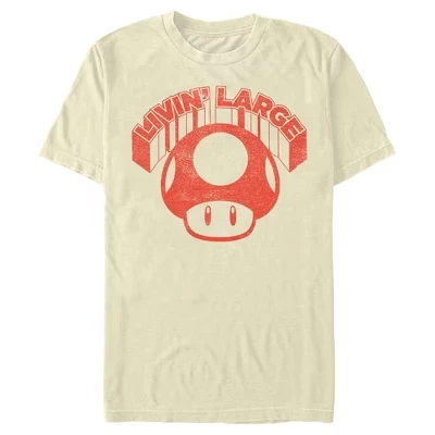 Мужская футболка Livin' Large Distressed Power-Up Mushroom бежевого цвета