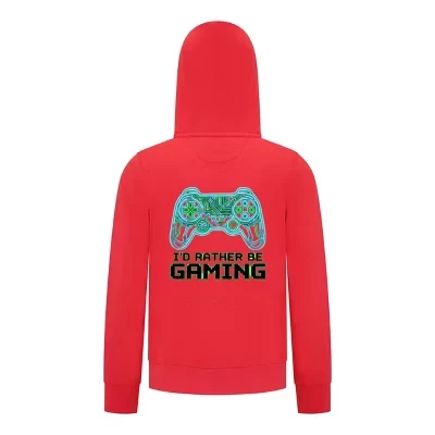 Толстовка на молнии с надписью “I'd Rather Be Gaming” – Крутая толстовка с игровым контроллером красного цвета