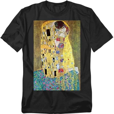 Мужская футболка Gustav Klimt The Kiss черного цвета