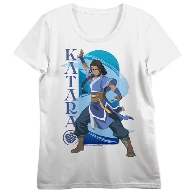 : Женская белая футболка с круглым вырезом и коротким рукавом The Last Airbender Katara, белая