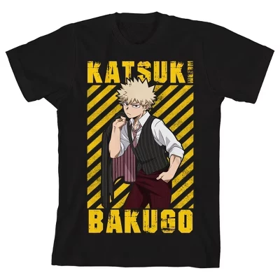 Театральное платье Katsuki Bakugo, молодежная черная футболка с круглым вырезом и коротким рукавом черного цвета