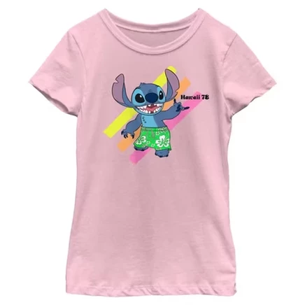 Детская футболка Lilo & Stitch Aloha 78, светло-розовая
