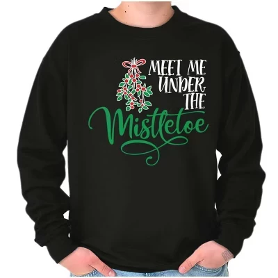 Рождественская толстовка Meet Me Under The Mistletoe для мужчин или женщин черный