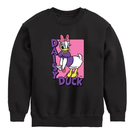 Daisy Duck Graphic Long Sleeve Fleece Sweatshirt black