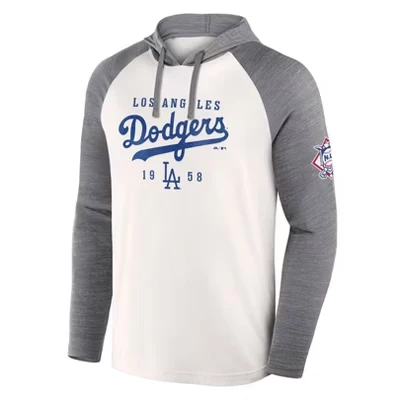 Мужская белая легкая двухслойная толстовка с капюшоном Los Angeles Dodgers с длинным рукавом