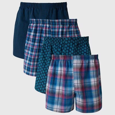 Мужские боксеры Hanes Premium, 4 шт., синие/зеленые