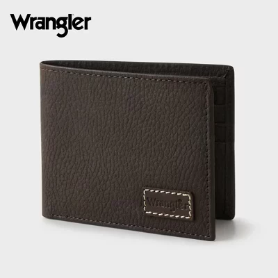 Мужской кошелек Wrangler складной из натуральной кожи, RFID, тонкий, коричневый