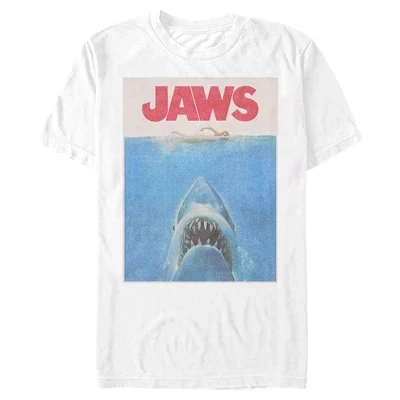 Men's Jaws Retro Distressed Poster T-Shirt white