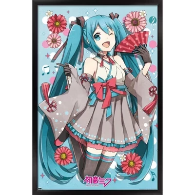 Постер в рамке Trends International Hatsune Miku, черный