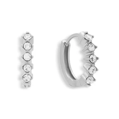 EVRY JEWELS ВОДОНЕПРОНИЦАЕМЫЕ серьги-кольца Huggie из нержавеющей стали с золотым или посеребренным покрытием Crystal Row серебро