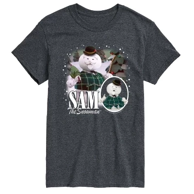 Мужская бутлегерская футболка Rudolph - Sam The Snowman с коротким рукавом и графическим рисунком heather charcoal