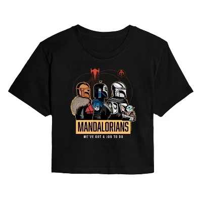 Женская укороченная футболка с графическим рисунком The Mandalorian Mando Space, черная