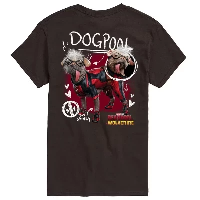 Мужская футболка с короткими рукавами и рисунком Дэдпула и Росомахи Dogpool Doodles коричневого цвета
