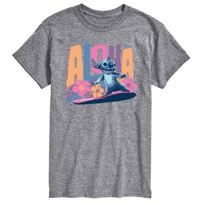 Мужская футболка с коротким рукавом и графическим рисунком Aloha Stitch athletic heather