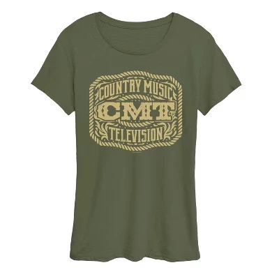 Women's -  - Belt Buckle Short Sleeve Graphic T-Shirt burnt olive