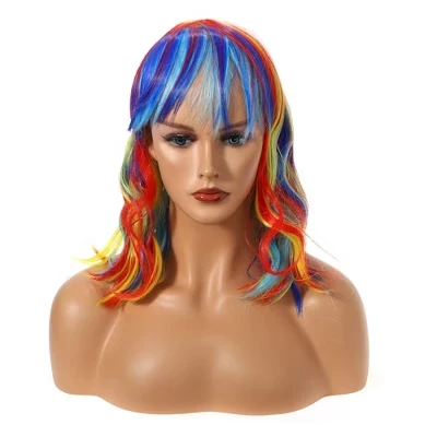 Женский парик Unique Bargains 16″ средней длины волнистый с косой челкой, красный