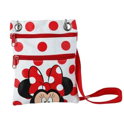 Сумка через плечо для паспорта Disney Minnie Mouse в горошек белая