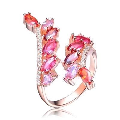 Кольцо Guili из серебра 925 с фианитами, красное