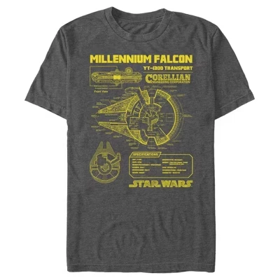 Мужская футболка Star Wars Falcon, угольно-серая