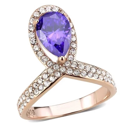 Женское кольцо SlickBlue с фианитом, розовое золото, 5–7