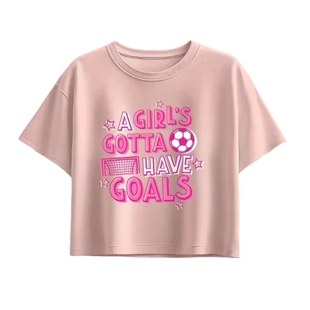 Футболка Girls Gotta Have Goals с коротким рукавом и графическим рисунком светло-розового цвета