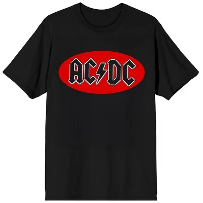 Красный овальный логотип ACDC Sharp на черной футболке для взрослых с коротким рукавом black