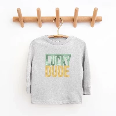 Молодежная футболка с длинным рукавом Lucky Dude в клетку из блоков