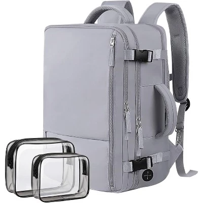 Large Travel Backpack for Men & Women – TSA Flight Approved, Waterproof Anti-Theft 17.3 Inch Laptop Hiking Bag (Black) gray