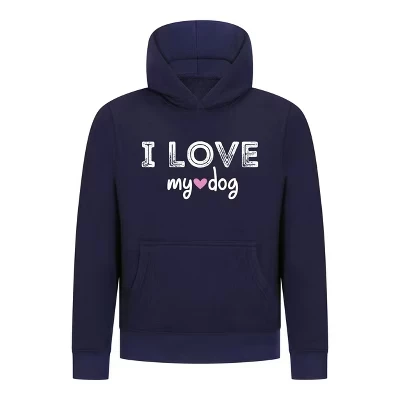 Пуловер с капюшоном I Love My Dog из коллекции Girls Collection – Cozy Pet Lover, графическая толстовка с длинным рукавом синего цвета