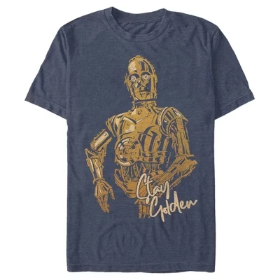 Мужская футболка The Rise of Skywalker C-3PO Stay золотистого цвета.