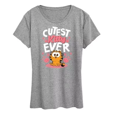 Женская футболка с коротким рукавом heather grey с изображением милейшей кошечки на свете