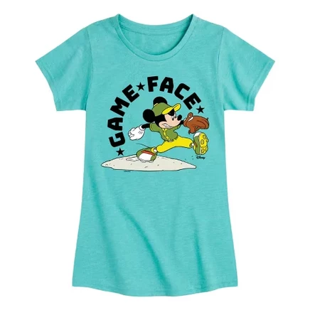 Game Face Baseball Fitted Short Sleeve Graphic T-Shirt turquoise