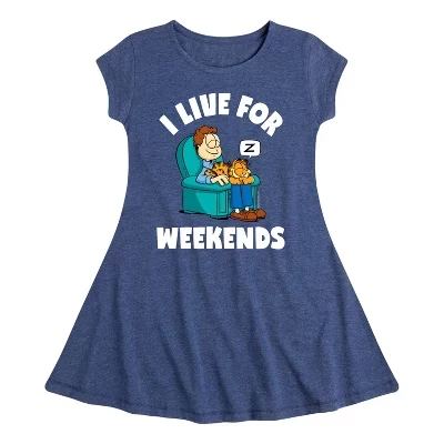 Платье для девочек Garfield I Live for Weekends, синее
