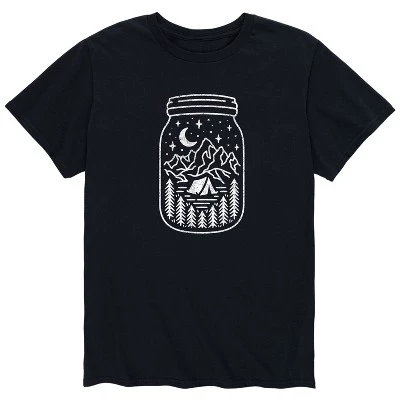 Мужская футболка Mason Jar Camping с коротким рукавом и графическим рисунком, черная