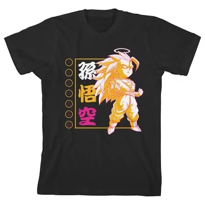 Детская футболка Chibi Goku Super Saiyan 3 on Black черного цвета