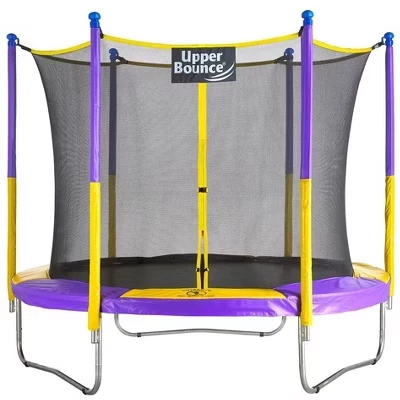 Набор круглых батутов Upper Bounce с системой защитного ограждения - Батут на заднем дворе - Батут на открытом воздухе для детей - Батут для взрослых фиолетовый / желтый