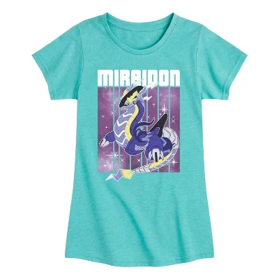 Приталенная футболка с коротким рукавом и рисунком Miraidon Legend для девочек бирюзового цвета с изображением покемонов