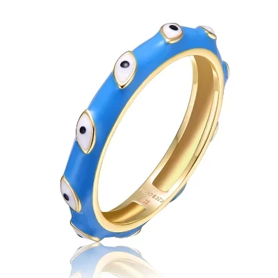 Детское кольцо Guili 14K позолоченное с белым глазом, синее