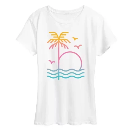 Женская футболка Instant Message Palm Sunset, белая